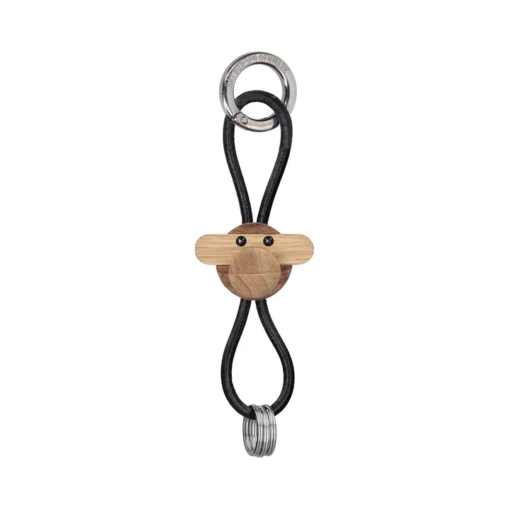 Kay Bojesen - Monkey key fob, oiled teak / oiled limba / silver / black leather