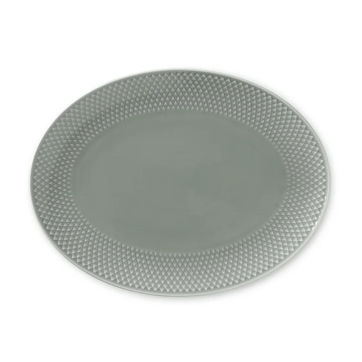 Lyngby Porcelæn - Rhombe Earth Serving platter oval 21.5 x 28.5 cm, moss