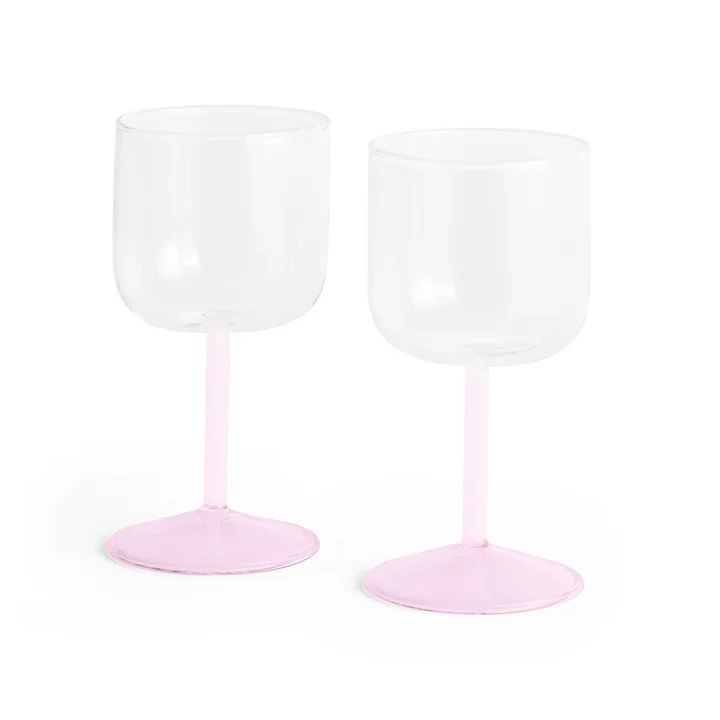 HAY - Tint Wine glass, clear / jade pink / light pink (set of 2)