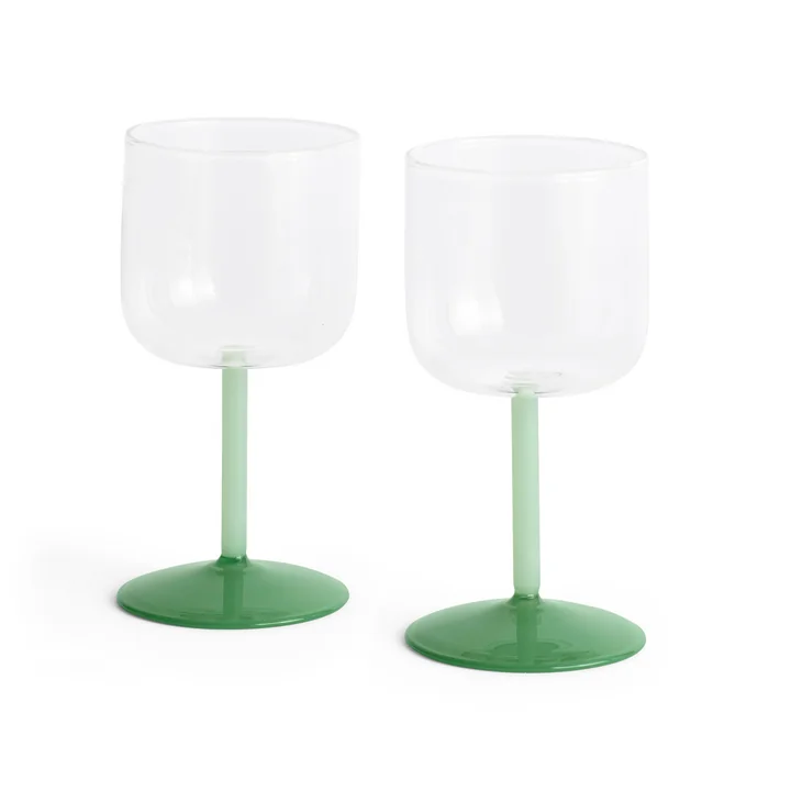 HAY - Tint Wine glass, clear / jade light green / jade dark green (set of 2)