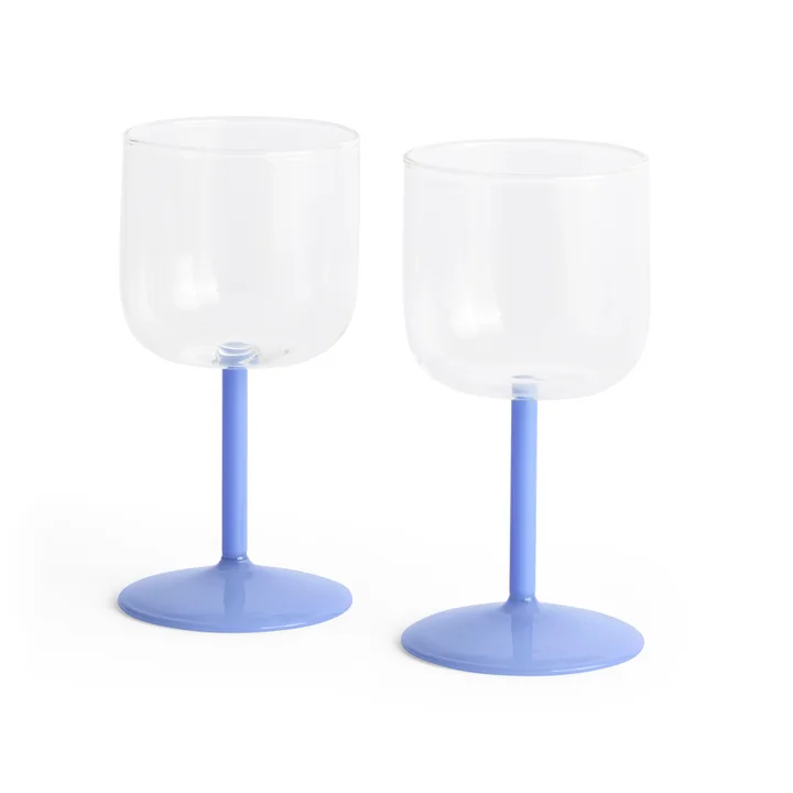 HAY - Tint Wine glass, clear / jade light blue (set of 2)