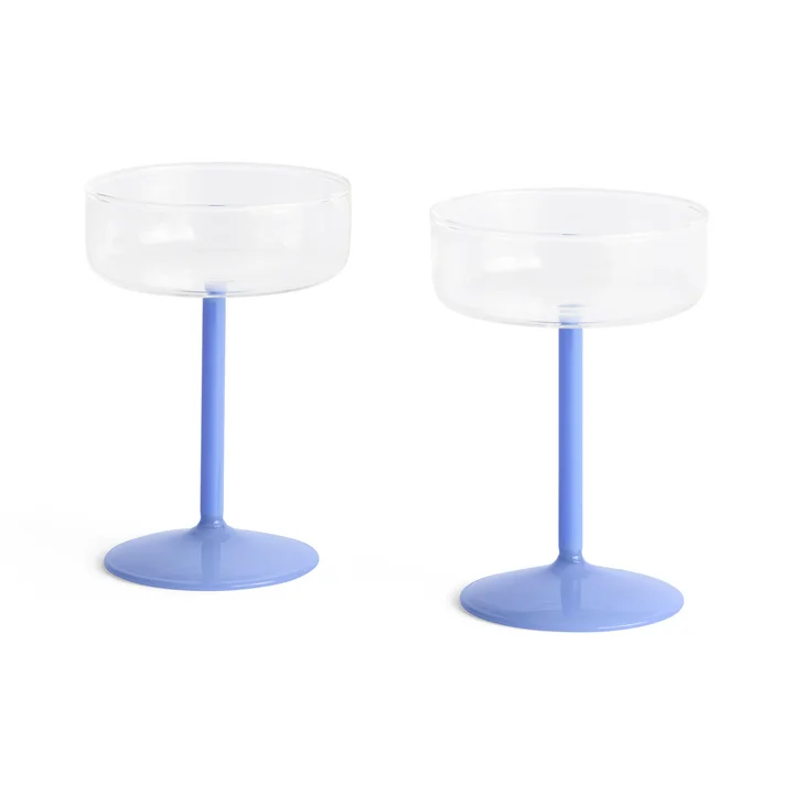HAY - Tint Cocktail bowl, clear / jade light blue (set of 2)