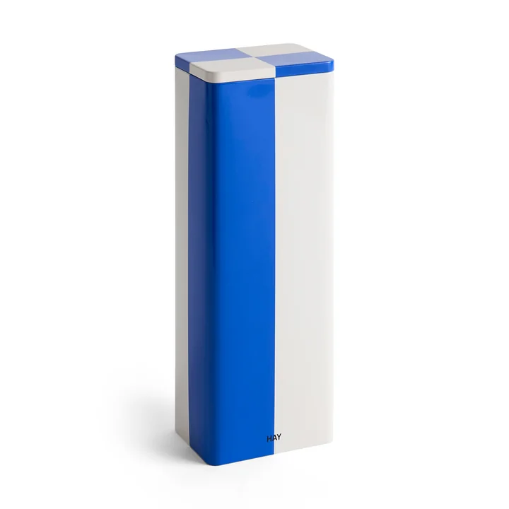 HAY - Tin container slim, blue / off-white