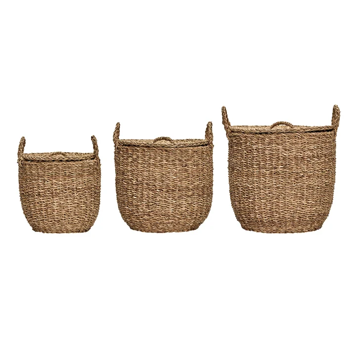 Meraki - Round Storage basket, Ø 29 x 27 cm, natural (set of 3)