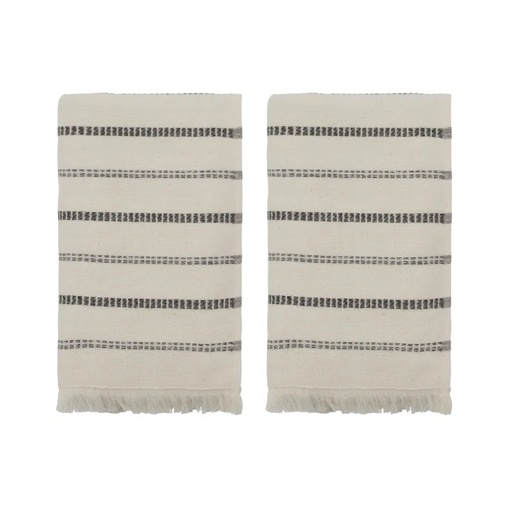 Meraki - True Towel, 100 x 50 cm, off-white / black (set of 2)