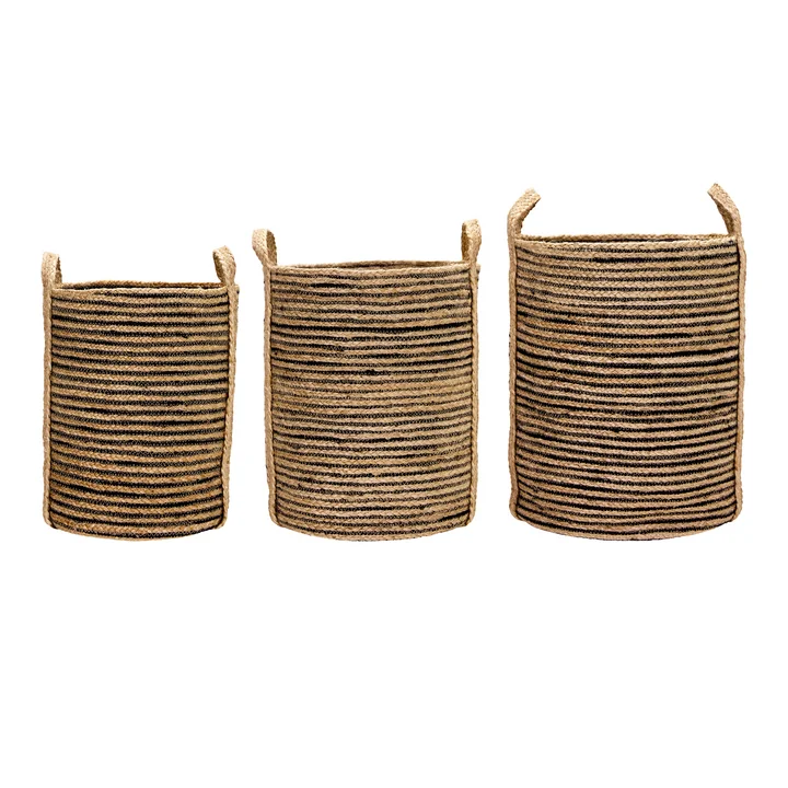 House Doctor - Dungi storage baskets, H 37 cm, black / natural (set of 3)