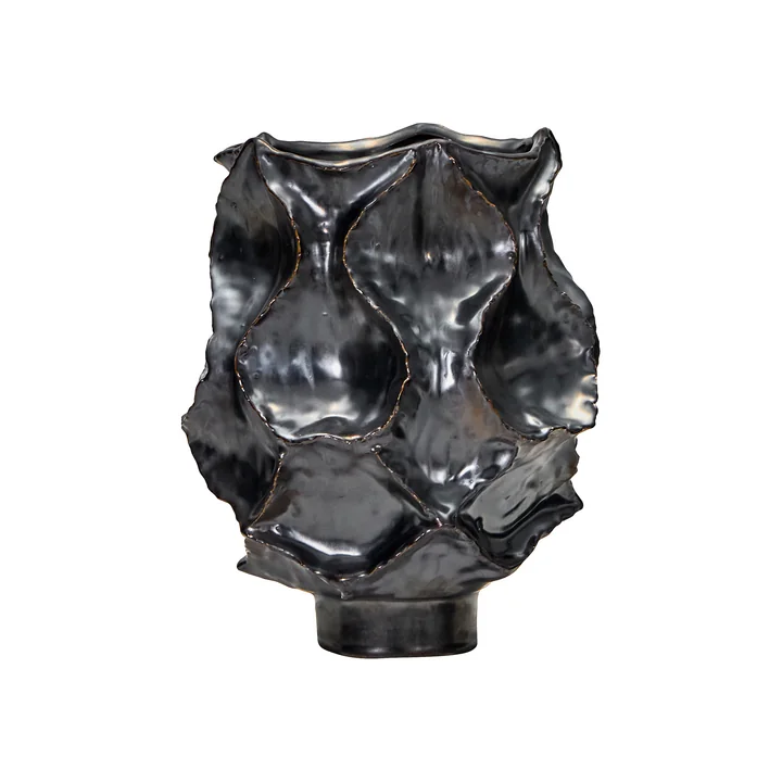 House Doctor - Waves Vase, Ø 20. 5 x 25 cm, antique metal