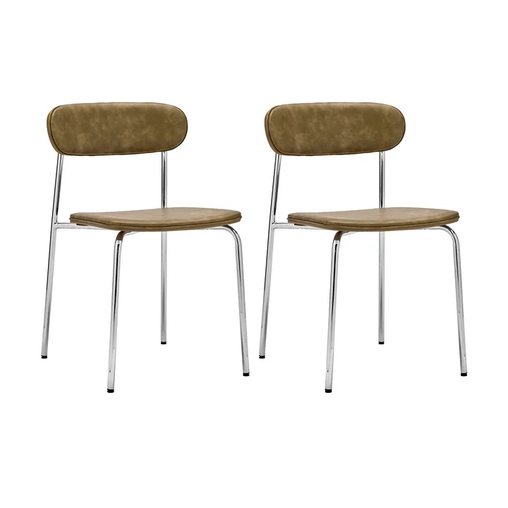 House Doctor - Pova chair, khaki / chrome (set of 2)