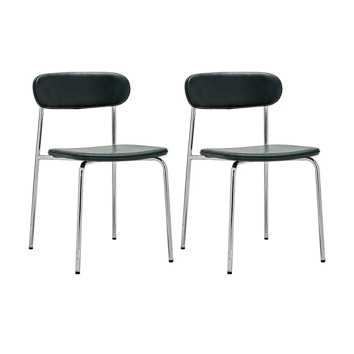House Doctor - Pova chair, dark green / chrome (set of 2)
