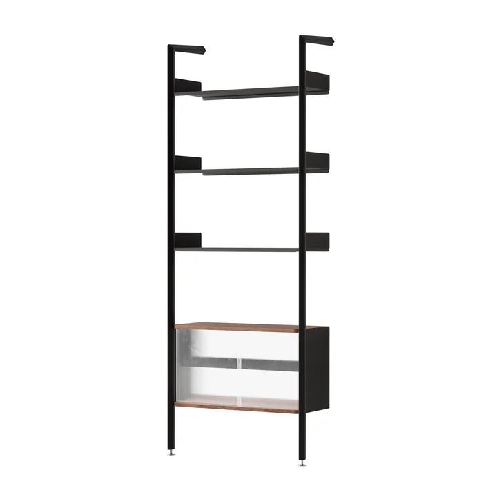 & Tradition - Rombe IF3 shelf with cupboard unit, walnut veneer / anthracite / shelves anthracite