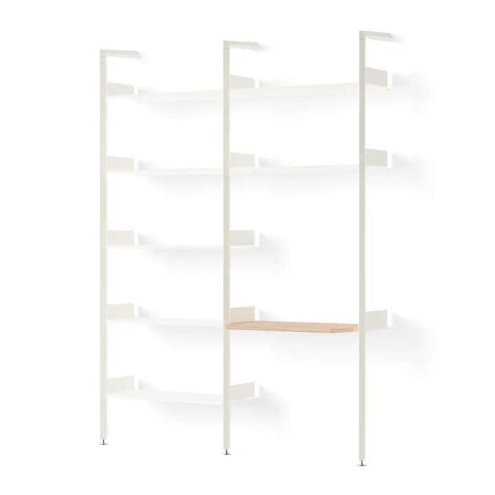 & Tradition - Rombe configuration B IF1 & IF5 Shelf, alabaster / Shelves alabaster / Desk top oak veneer