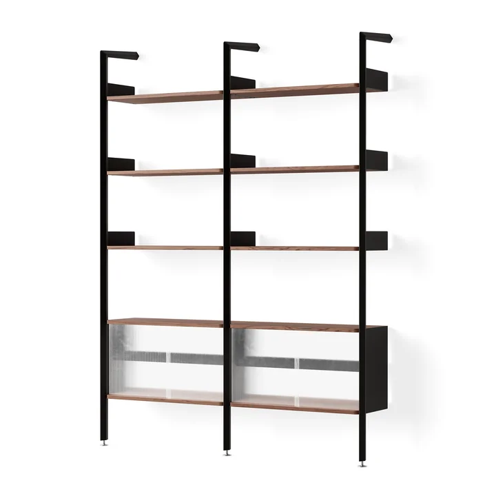 & Tradition - Rombe configuration E IF3 & IF6 with cupboard unit, walnut veneer / anthracite / shelves walnut veneer