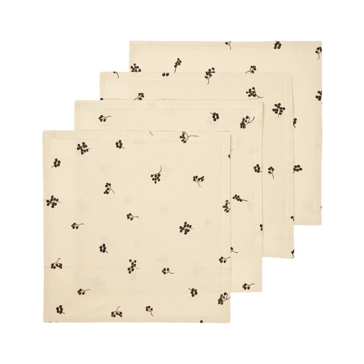 Ferm Living - Baies Napkin, natural / dark chocolate (set of 4)