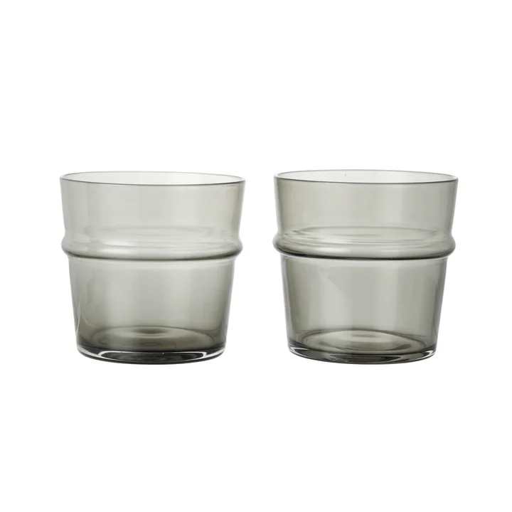 Ferm Living - Boya Low drinking glass, 30 cl, smoky gray (set of 2)