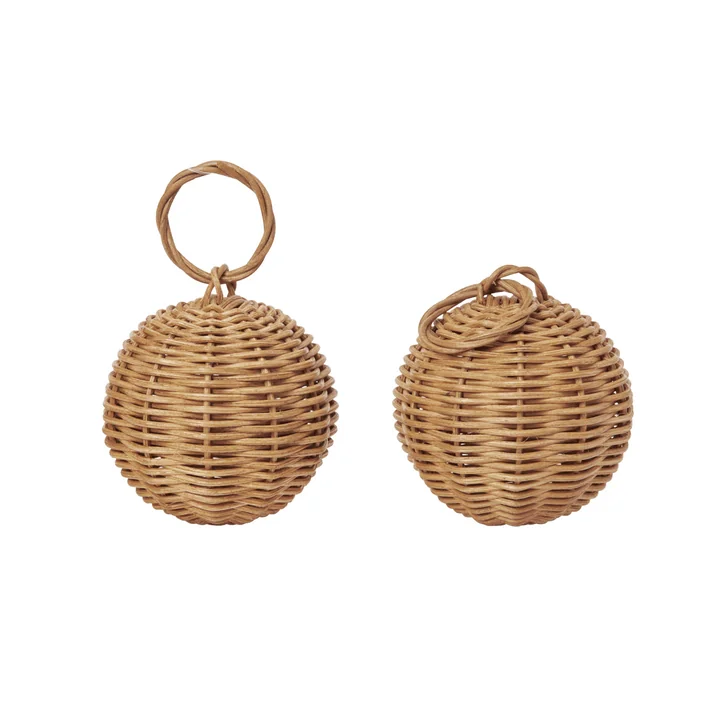 Ferm Living - Braided Baubles Christmas decorations, natural (set of 2)