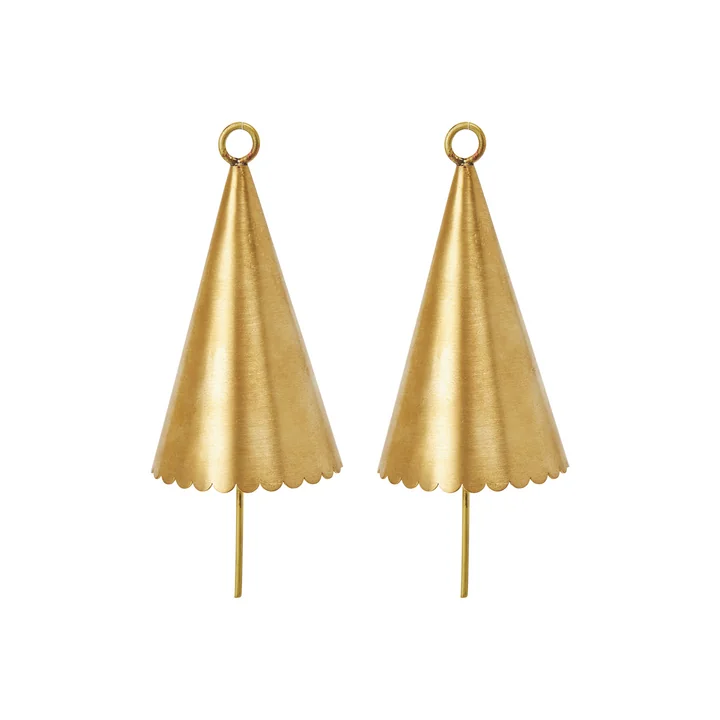 Ferm Living - Cone Bell Christmas decorations, brass (set of 2)