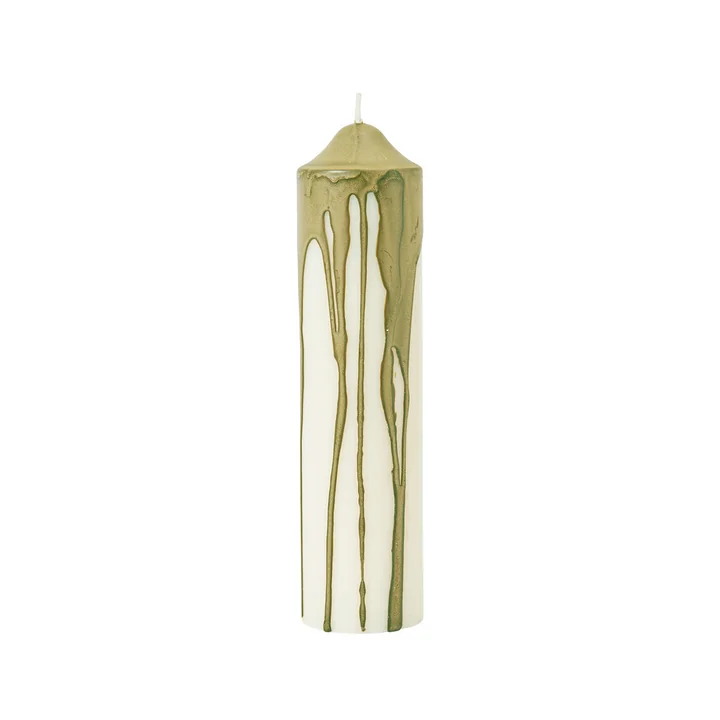 Ferm Living - Dryp Block candle, H 20 cm, olive green / white