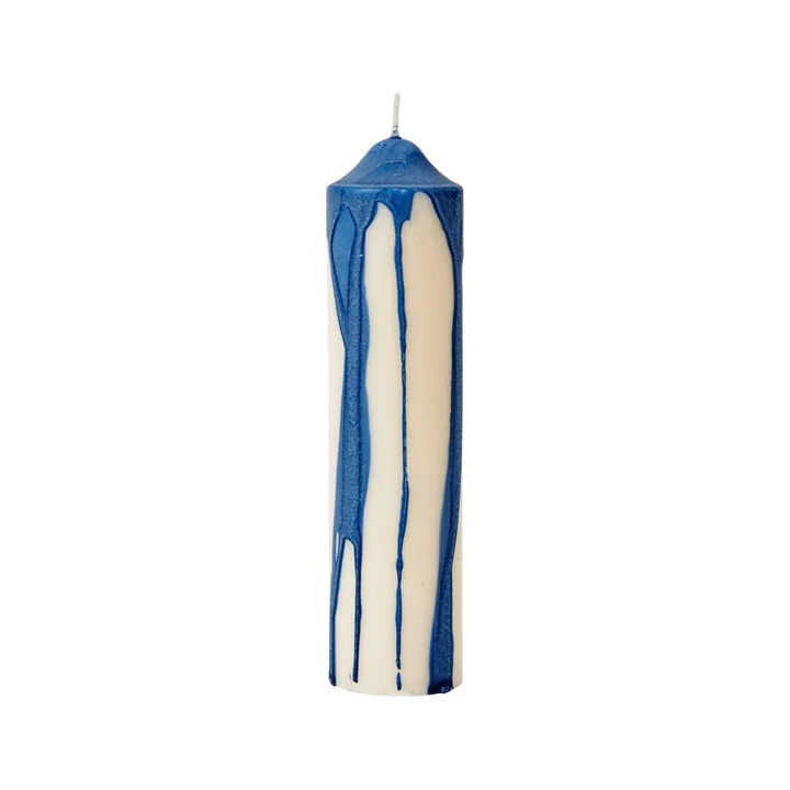 Ferm Living - Dryp Block candle, H 20 cm, deep blue / white