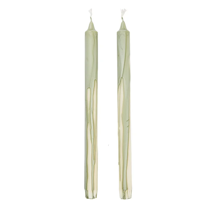 Ferm Living - Dryp Stick candles, teal green / white (set of 2)