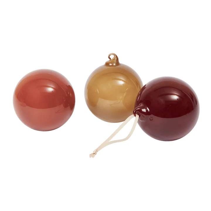 Ferm Living - Glass Baubles Christmas bauble, L, pink opaque (set of 3)