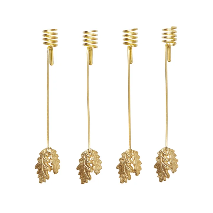 Ferm Living - Oak Leaf Christmas tree candle holder, brass (set of 4)