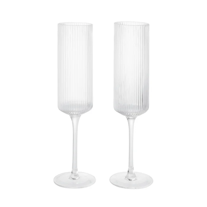 Ferm Living - Ripple Champagne flute (set of 2), clear
