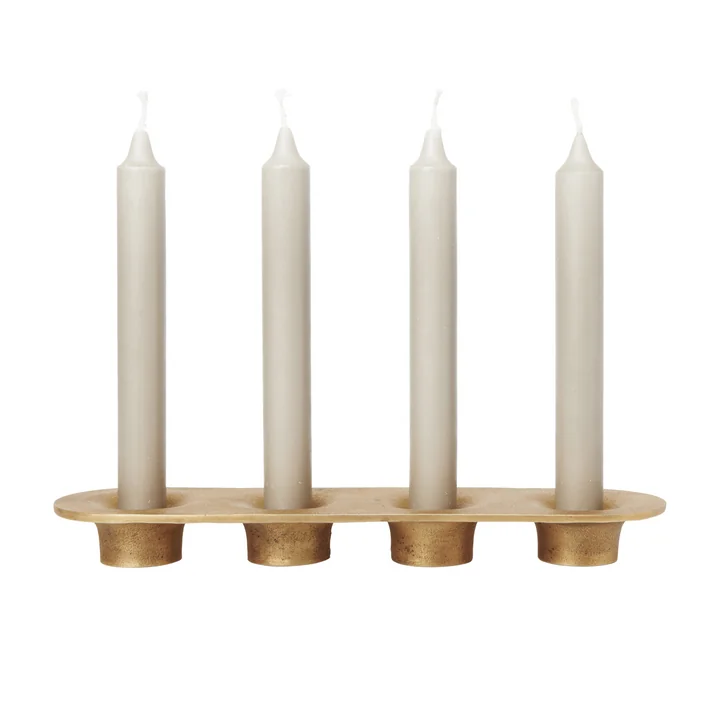 Ferm Living - Soothe 4 candle holders, brass finish with candle