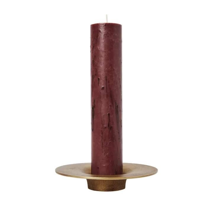 Ferm Living - Soothe Block candle holder, brass finish with candle