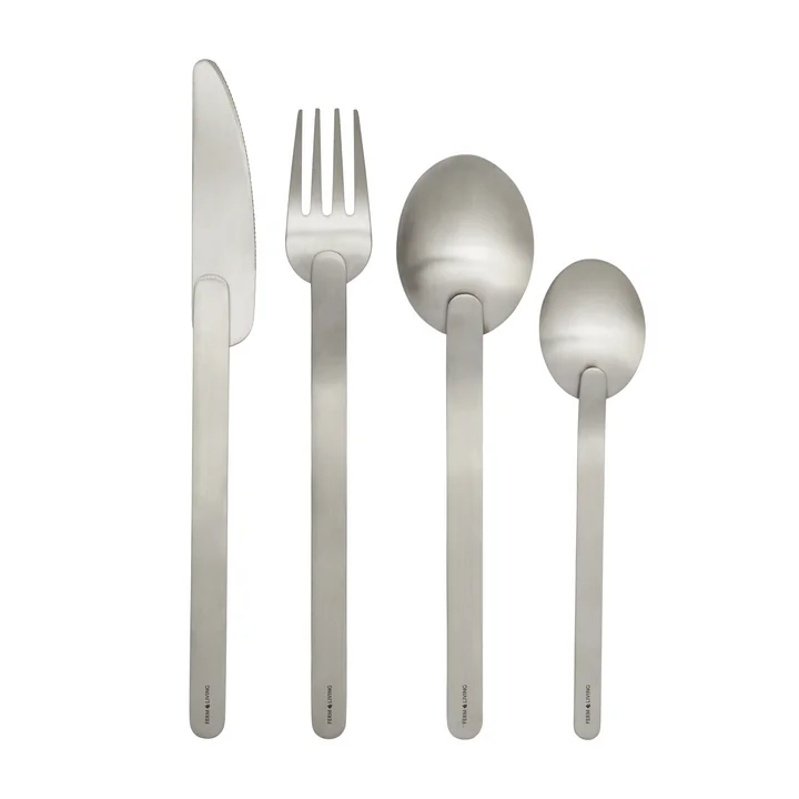 Ferm Living - Stelo cutlery set, brushed stainless steel (4-piece)