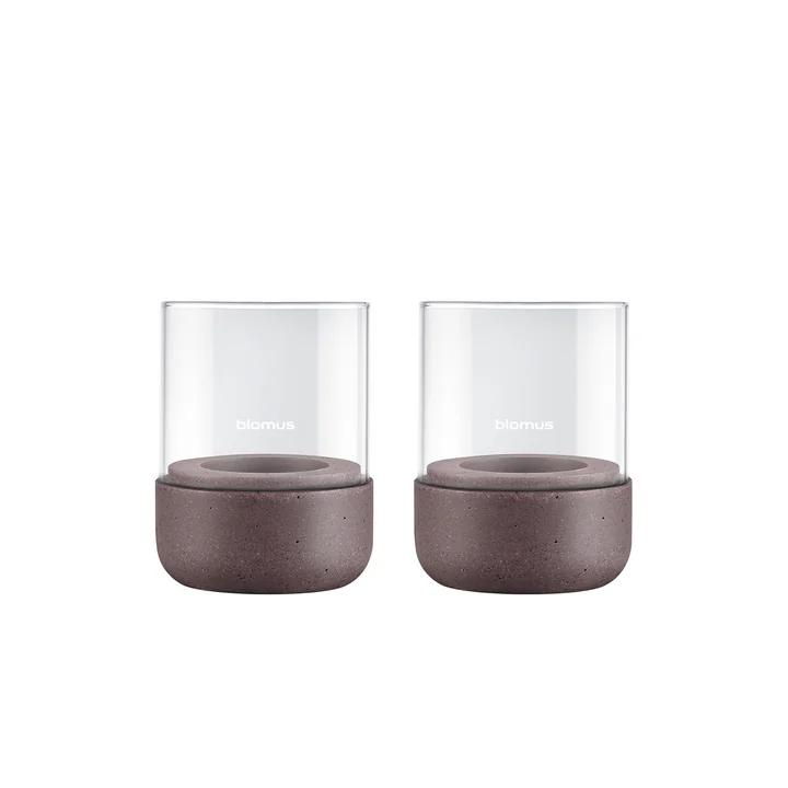 Blomus - Calma Lantern, Ø 7 cm, clear / cedar wood (set of 2)