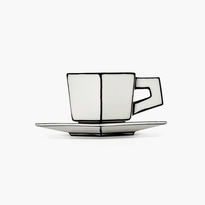 Serax - Carte Blanche Espresso cup with saucer, white / black
