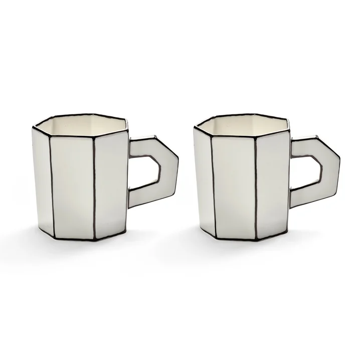 Serax - Carte Blanche Tea cup, white / black (set of 2)