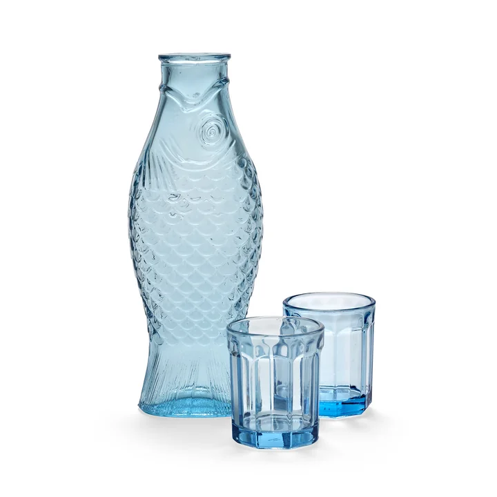 Serax - Fish & Fish Set carafe + 2 glasses M, blue