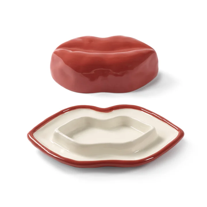 Serax - Lips Bowl with lid, red / white