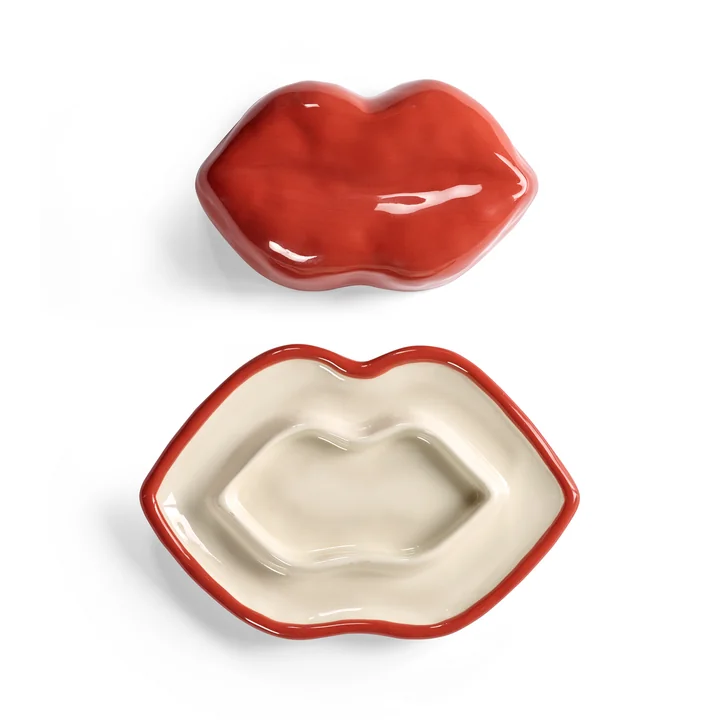 Serax - Lips Bowl with lid, red / white