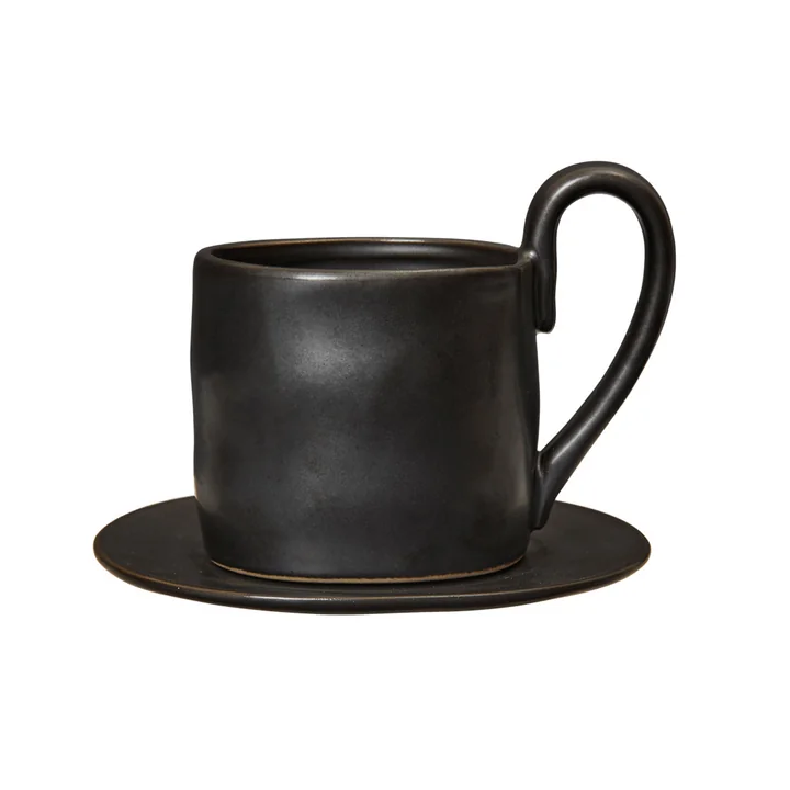 Ferm Living - Flow cup with saucer, black