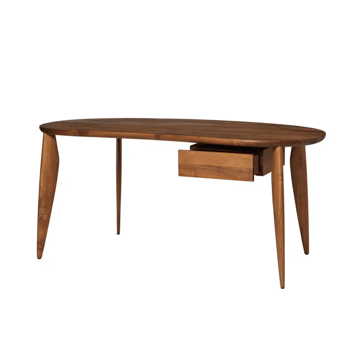 Ferm Living - Feve Dining table, 160 x 86 cm, walnut with drawer