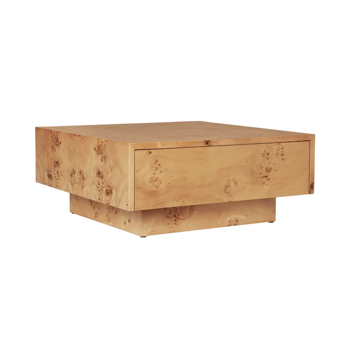 Ferm Living - Burl Coffee Table, with drawer, 70x 70 cm, natural