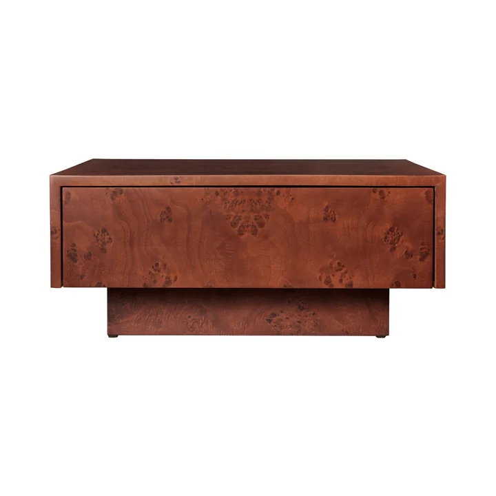 Ferm Living - Burl Coffee Table, with drawer, 70x 70 cm, dark stained