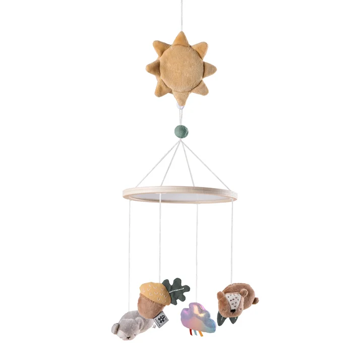 Sebra - Music & Mirror mobile Woodland, multicolored