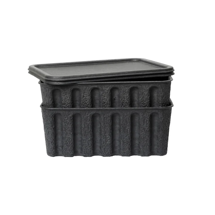 Ferm Living - Paper Pulp Storage box, large, charcoal (set of 2)
