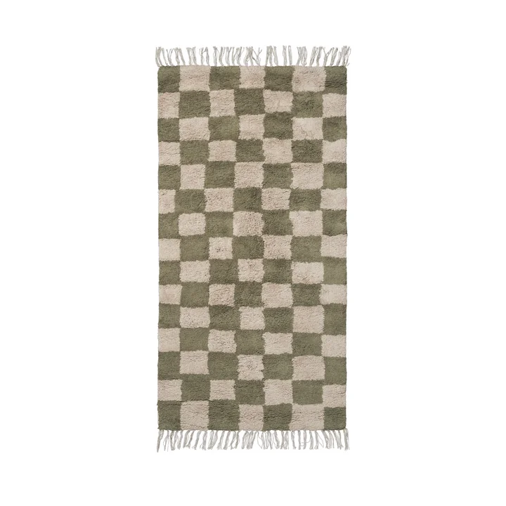 Ferm Living - Mara children's rug, 150 x 80 cm, elm green / warm sand