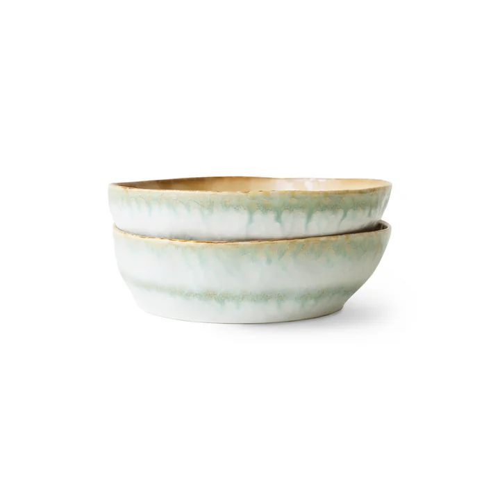 HKliving - 70's Pasta bowl, Ø 18.7 cm, petal (set of 2)