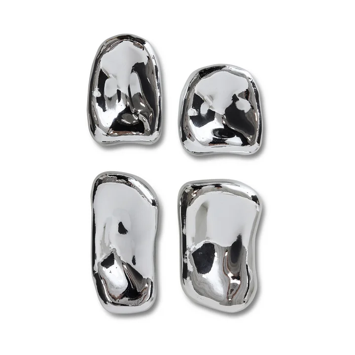 HKliving - Glass sculpture, chrome (set of 4)