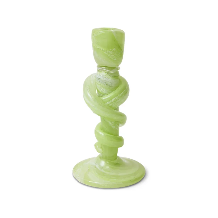 HKliving - Knotted Candle holder large, green