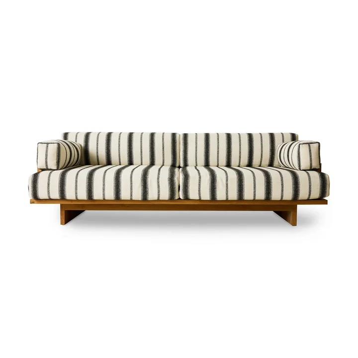 HKliving - Outdoor teak lounge sofa, chalkstripe