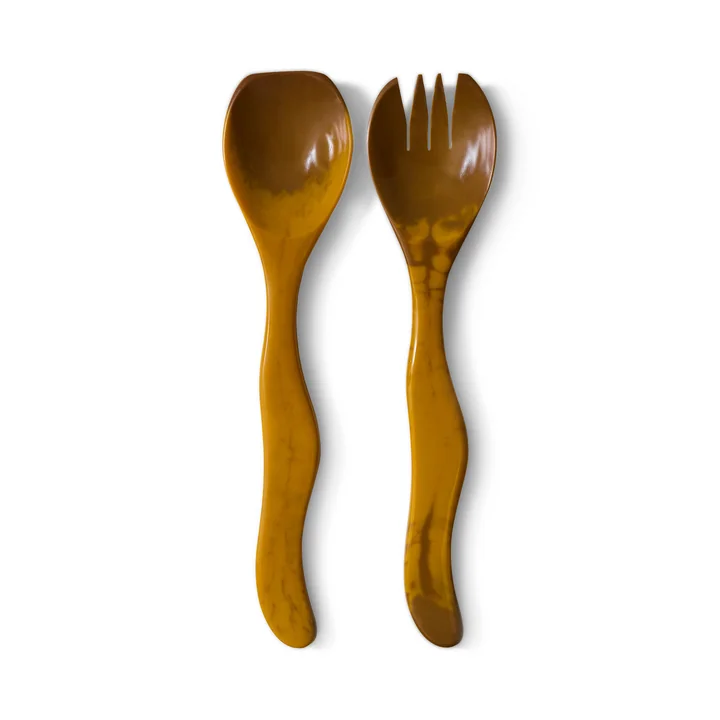 HKliving - Salad cutlery set, ochre (2 pcs.)