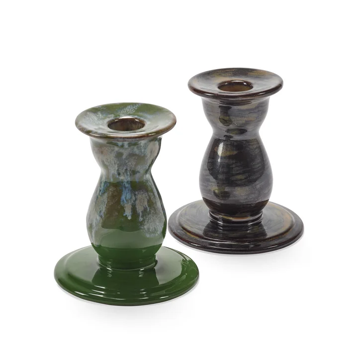 Serax - Terres de rêves Candle holder, h 10.5 cm, green and dark blue