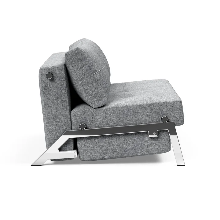 Innovation Living - Cubed 140 Sofa bed, 145 x 103 cm, chrome / light gray (565 Twist Granite )