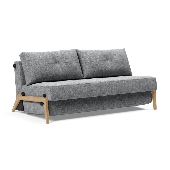 Innovation Living - Cubed 160 Sofa bed, 168 x 98 cm, oak / light gray (565 Twist Granite )